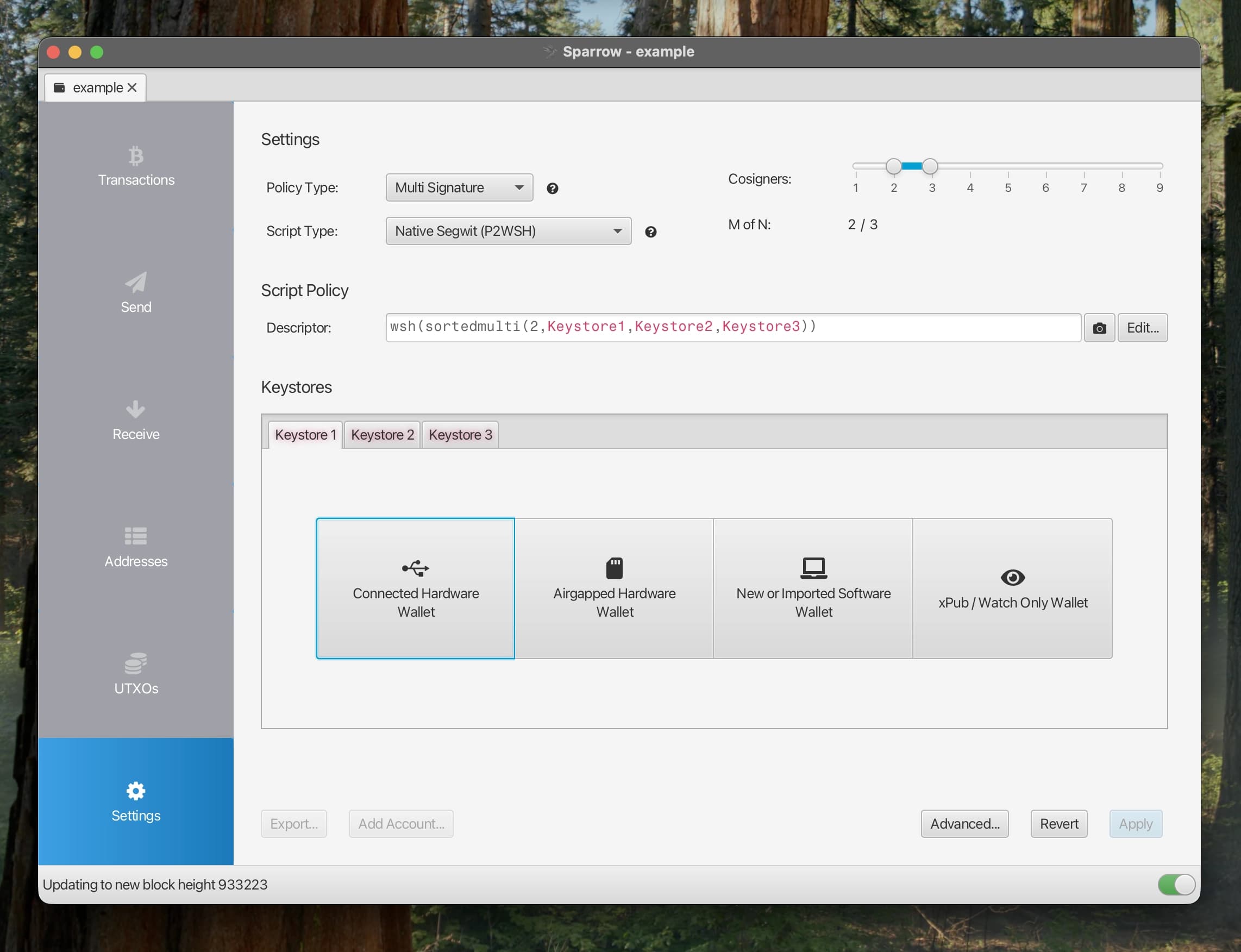 Sparrow Wallet setup